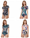 Womens Zip Front Printed Surfing Swimwear