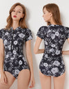 Womens Zip Front Printed Surfing Swimwear