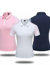 Women Striped Patchwork Golf Shirt