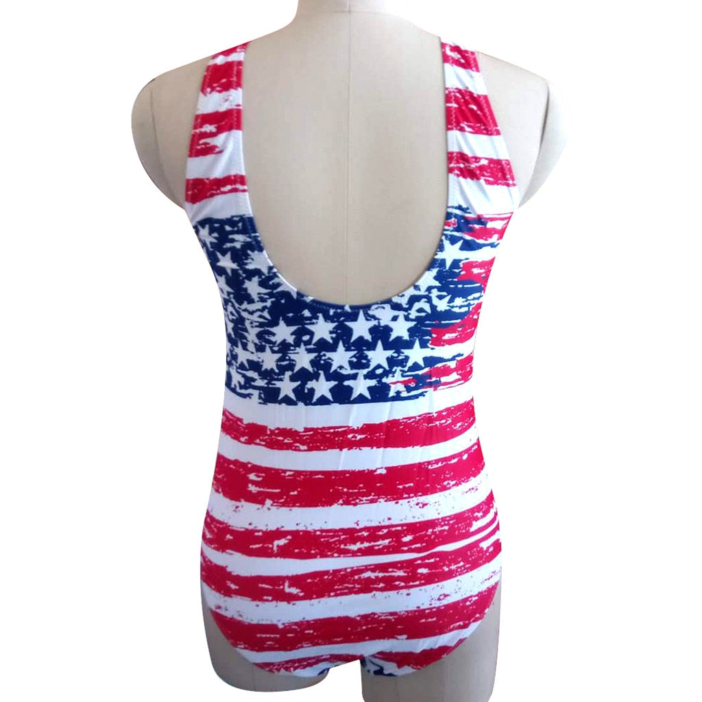 Women American Flag The fourth of July One Pieces Bikini Swimwear