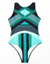 Striped Women One Piece Swimsuit