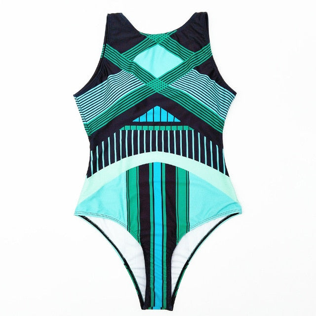 Striped Women One Piece Swimsuit