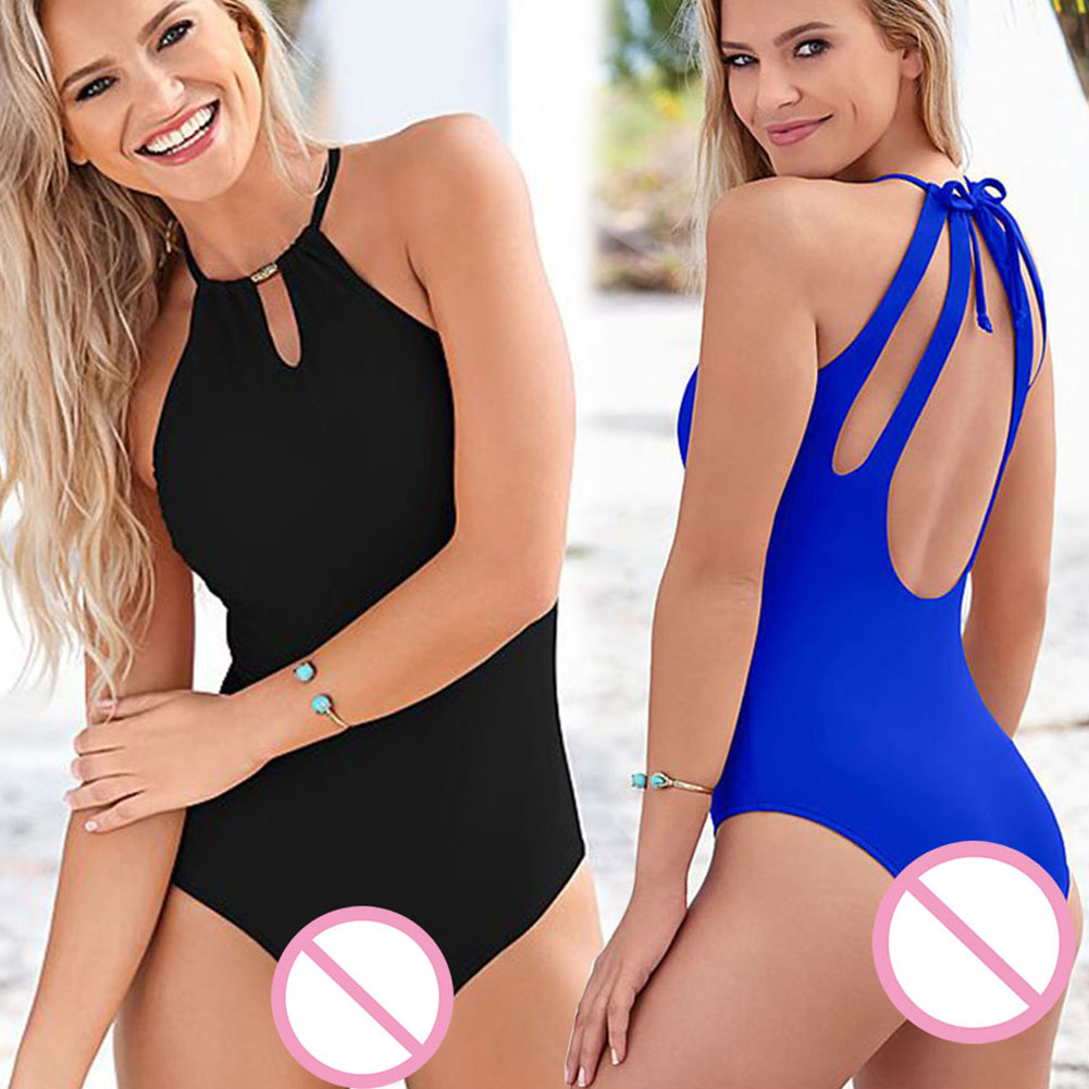 Solid Women No Steel Support Fashion Monokini Swimsuit