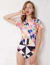 Womens Zip Front Printed Surfing Swimwear