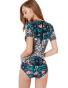 Womens Zip Front Printed Surfing Swimwear