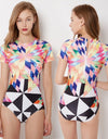 Womens Zip Front Printed Surfing Swimwear