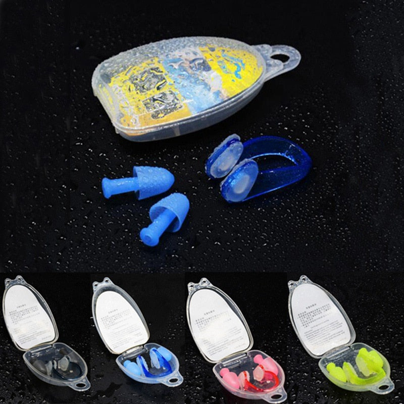 Men Women Silicone Swimming Ear Nose Clip Set Swimming Accessories