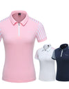Women Striped Patchwork Golf Shirt