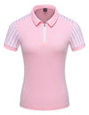 Women Striped Patchwork Golf Shirt