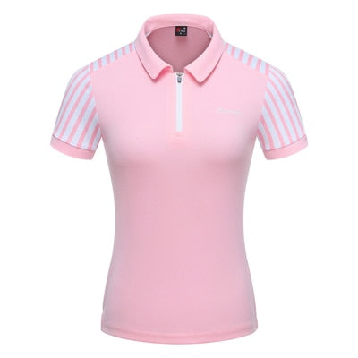 Women Striped Patchwork Golf Shirt