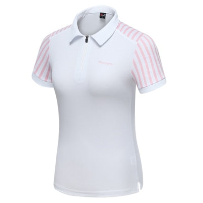 Women Striped Patchwork Golf Shirt